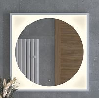 Зеркало DEFESTO ECLIPSE DF 2238S в багетной раме с LED-подсветкой 80x80 см., сенсорный выключатель, белая рама, 3000 K