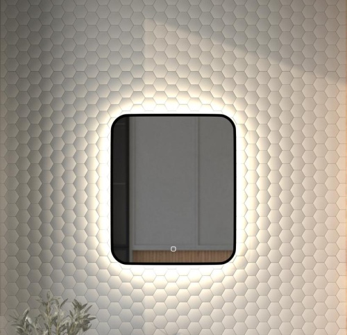 Зеркало DEFESTO AURA DF 2963S с окантовкой и LED-подсветкой 50x60 см., сенсорный выключатель, 4500 K