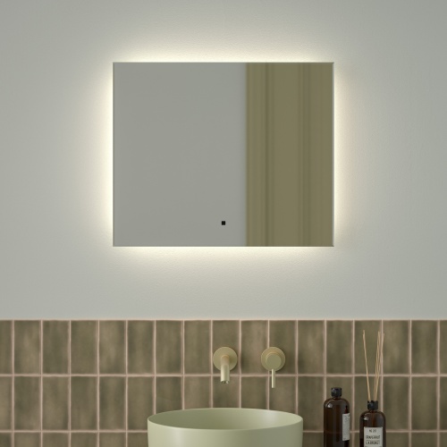 Зеркало DEFESTO GLOW DF 2503RH с фацетом и LED-подсветкой 60x50 см., ИК - выключатель, 4500 K фото 2