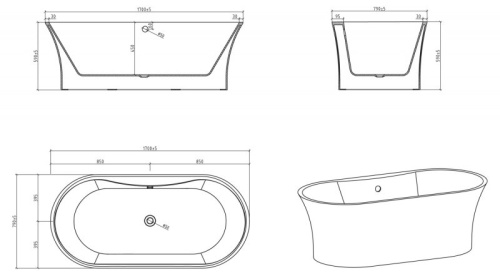 Акриловая ванна BelBagno BB201-1700-800, 170х79 см фото 6