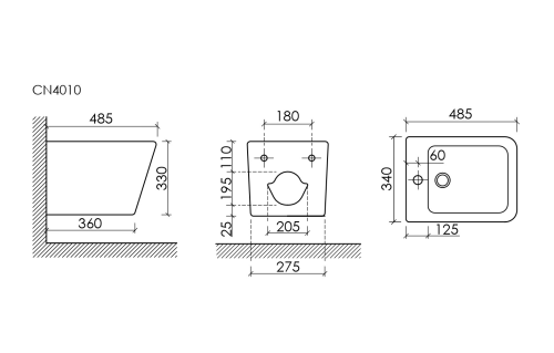 Биде подвесной Ceramicanova Union CN4003MB белое глянцевое фото 8