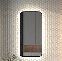 Зеркало DEFESTO AURA DF 2965S с окантовкой и LED-подсветкой 50x100 см., сенсорный выключатель, 4500 K