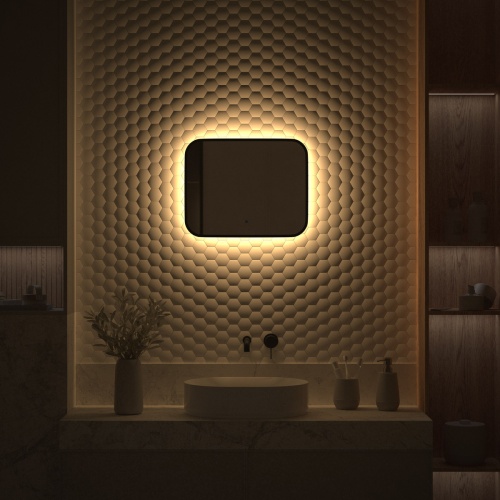 Зеркало DEFESTO AURA DF 2971RH с окантовкой и LED-подсветкой 50x40 см., ИК - выключатель, 3000 K фото 4