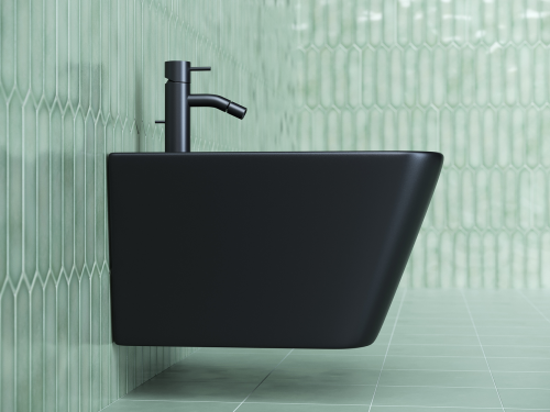 Биде подвесной Ceramicanova Metric CN3008MB черное матовое, с донным клапаном фото 4