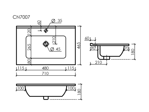 Раковина накладная мебельная Ceramicanova Element CN7007, белый глянец фото 4