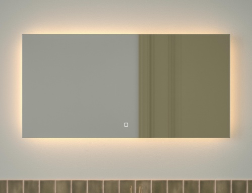 Зеркало DEFESTO GLOW DF 2515SH с фацетом и LED-подсветкой 100x50 см., сенсорный выключатель, 3000 K