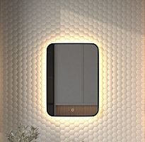 Зеркало DEFESTO AURA DF 2974S с окантовкой и LED-подсветкой 50x70 см., сенсорный выключатель, 3000 K