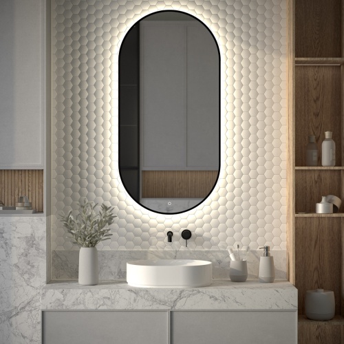 Зеркало DEFESTO AURA DF 2926S с окантовкой и LED-подсветкой 60x120 см., сенсорный выключатель, 4500 K фото 2