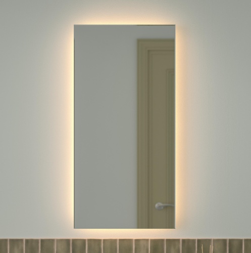 Зеркало DEFESTO GLOW DF 2515 с фацетом и LED-подсветкой 50x100 см., без выключателя, 3000 K