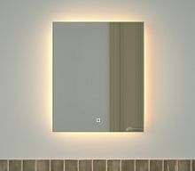 Зеркало DEFESTO GLOW DF 2513S с фацетом и LED-подсветкой 50x60 см., сенсорный выключатель, 3000 K